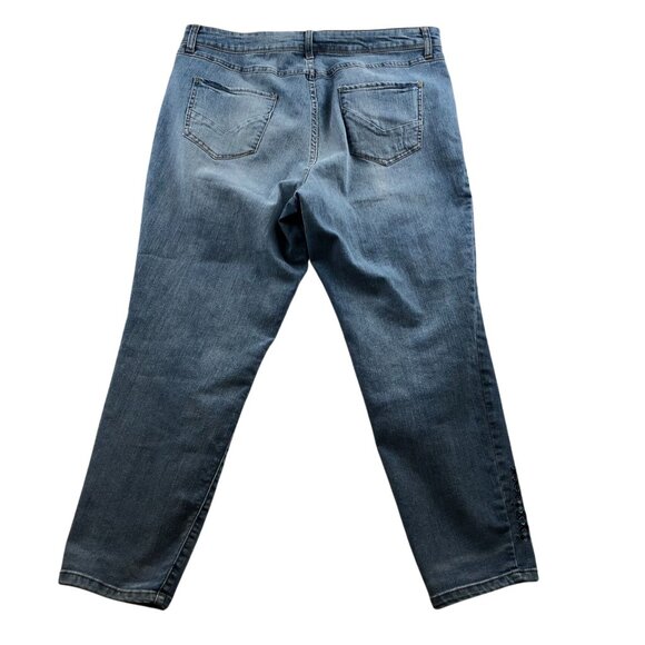Christopher & Banks Womens Jeans Size 14 Skinny Leg Blue Denim Embroidered Y2K - Picture 2 of 16